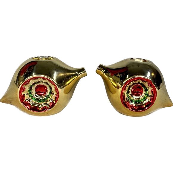 Vintage Reflector Ornament Candle Holders Set Of 2 Taper Gold Christnas Holiday - Picture 3 of 5